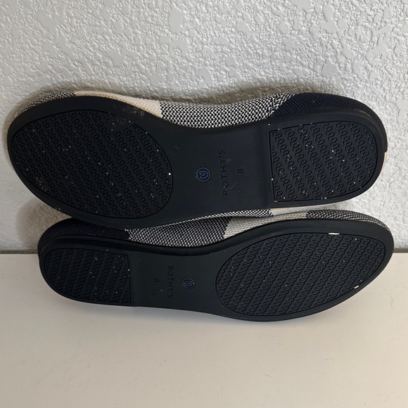 Rothy's Women's The Flat Cap Round Toe Black Cream Plaid Slip on Flats Size 8 - Picture 7 of 8